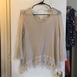 Knit Shirt with Lace Detail
